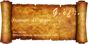 Gyenge Ágnes névjegykártya